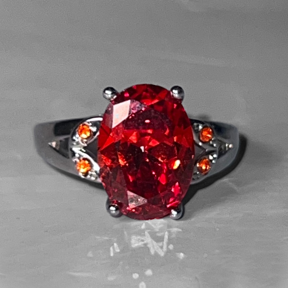 Red Oval Cubic Zircon Ring